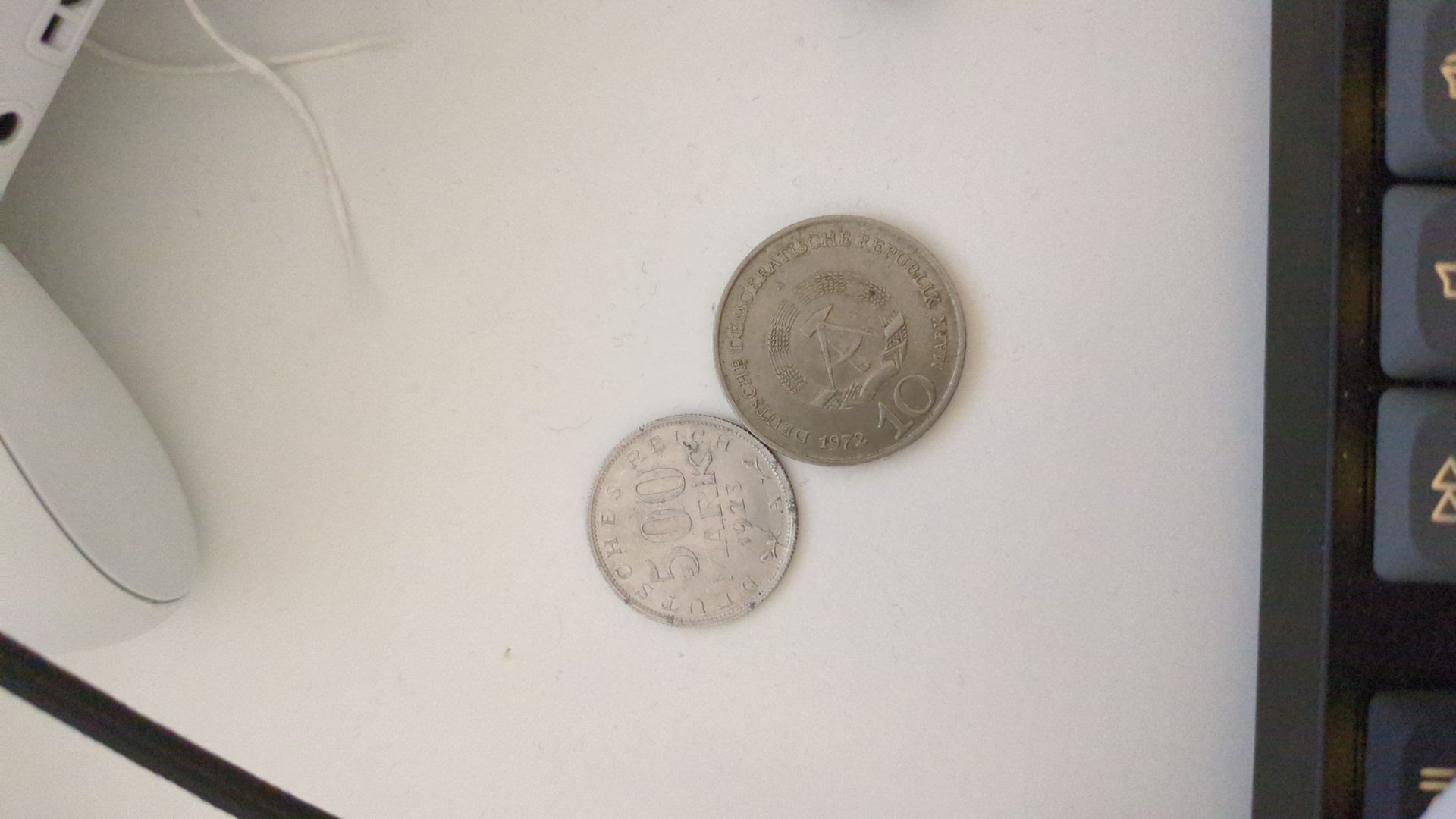 Vintage German Coins (500 Mark 1923 & 10 Pfennig)