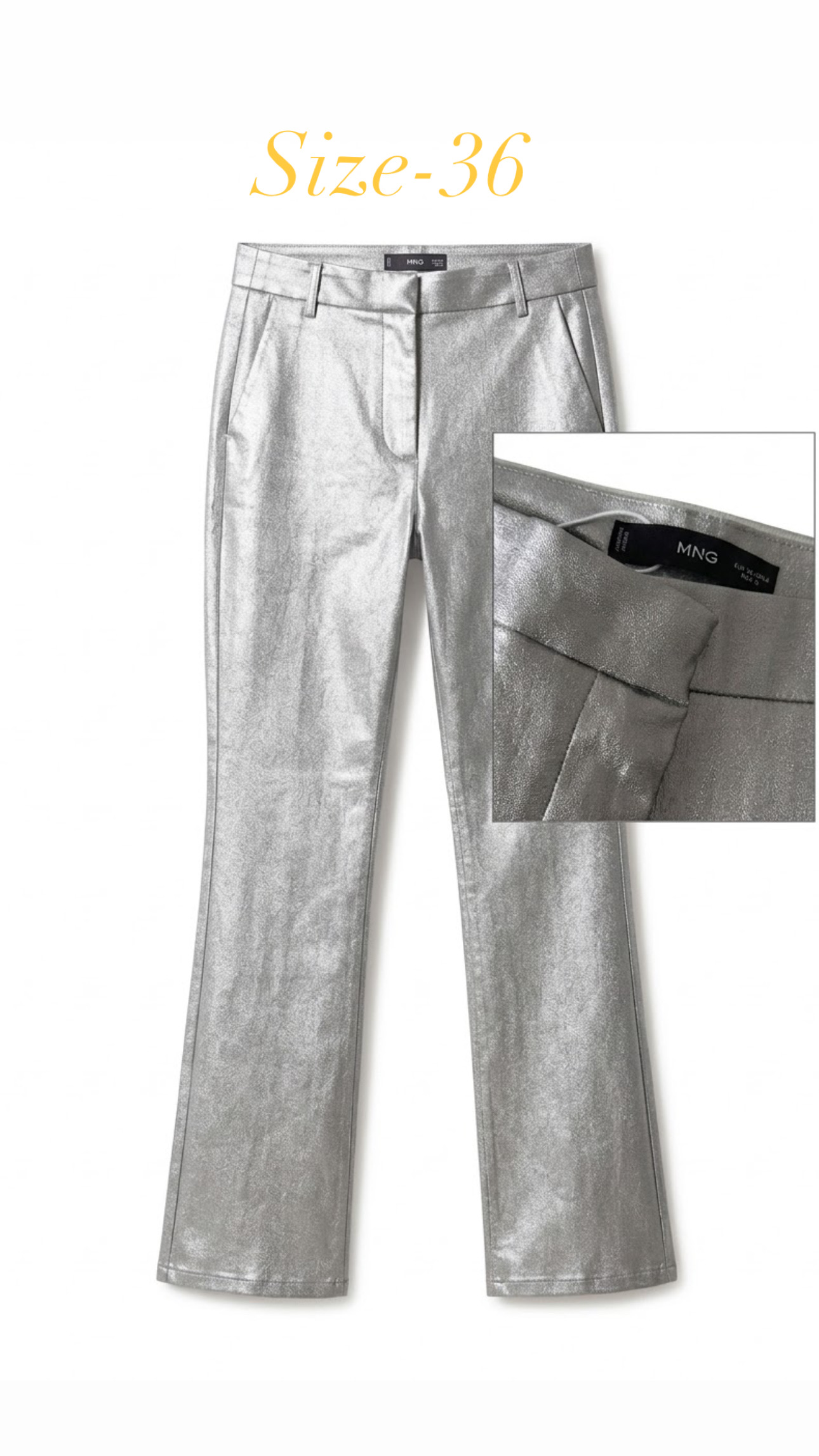 Mango Metallic Silver Trousers