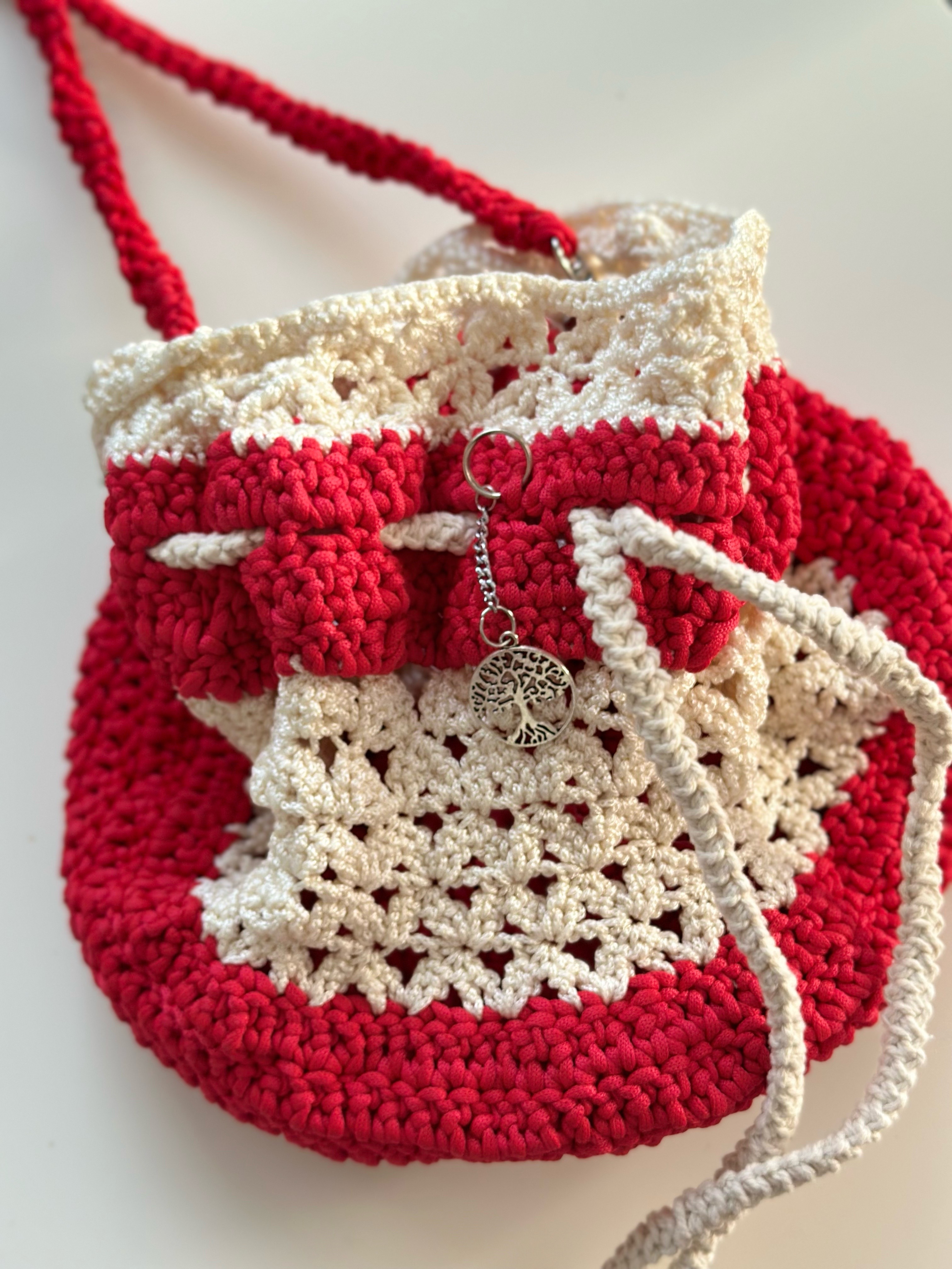 Handmade Crocheted Drawstring Bag