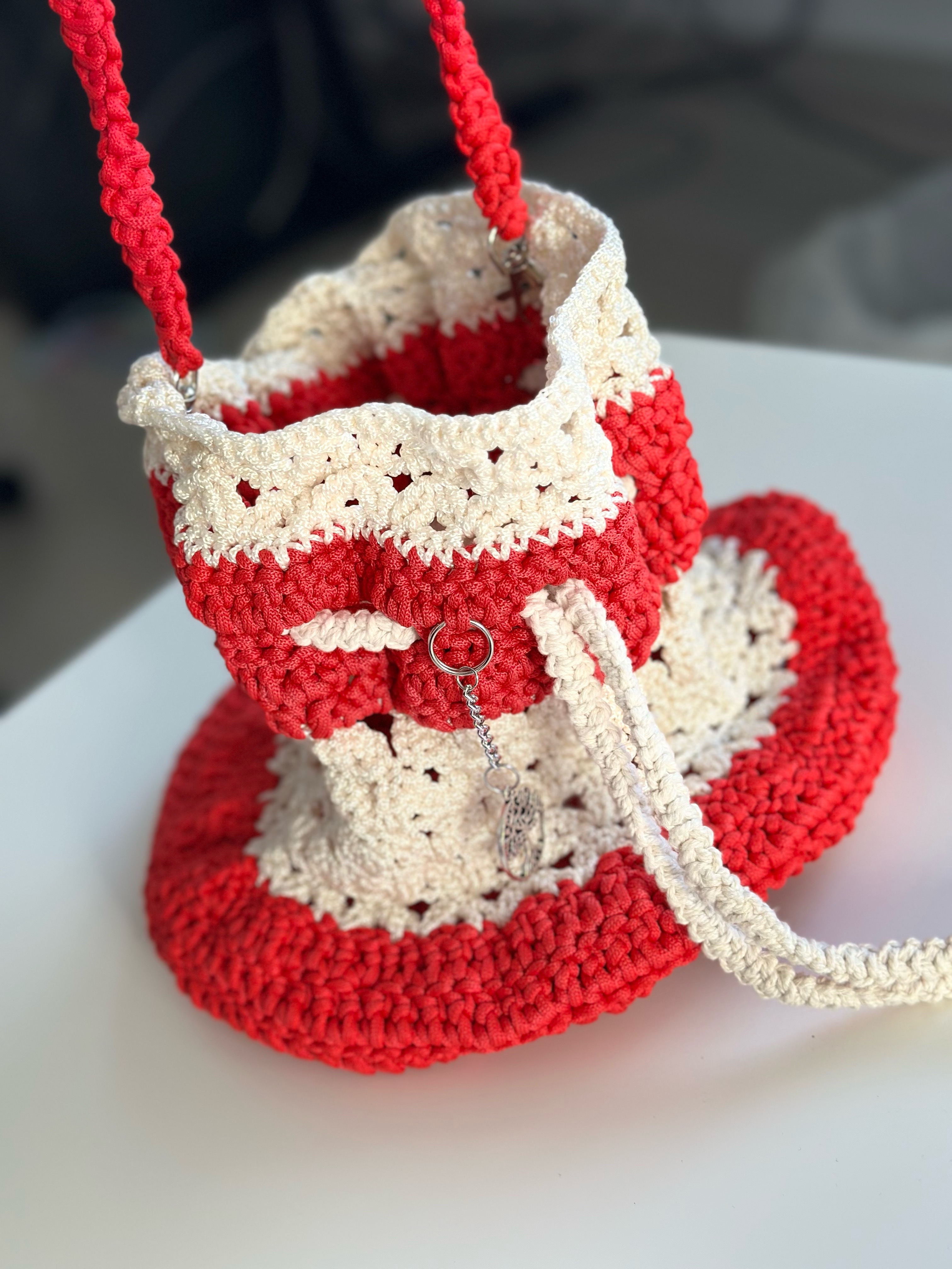Handmade Crocheted Drawstring Bag