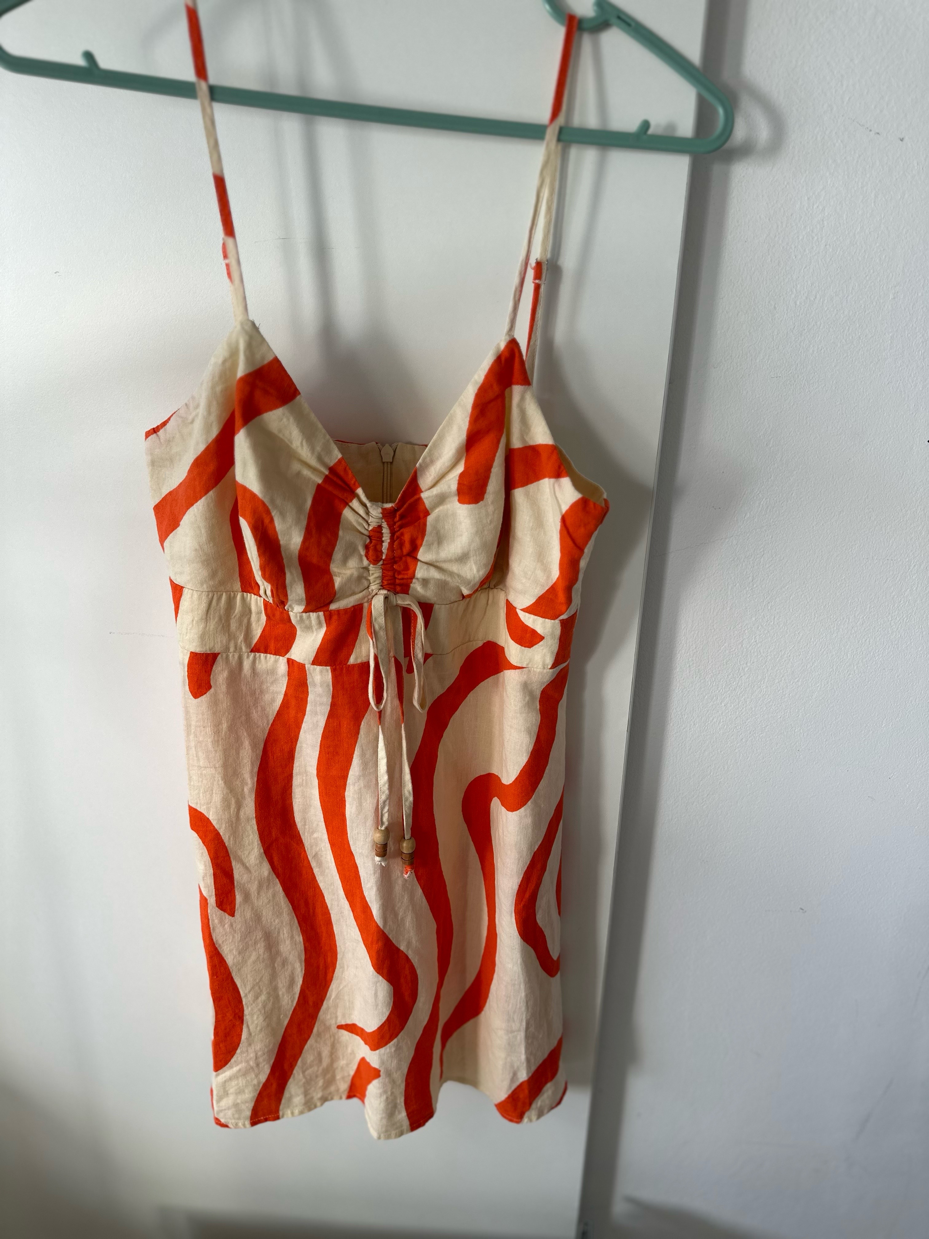 Summer Mini Dress with Orange Swirls