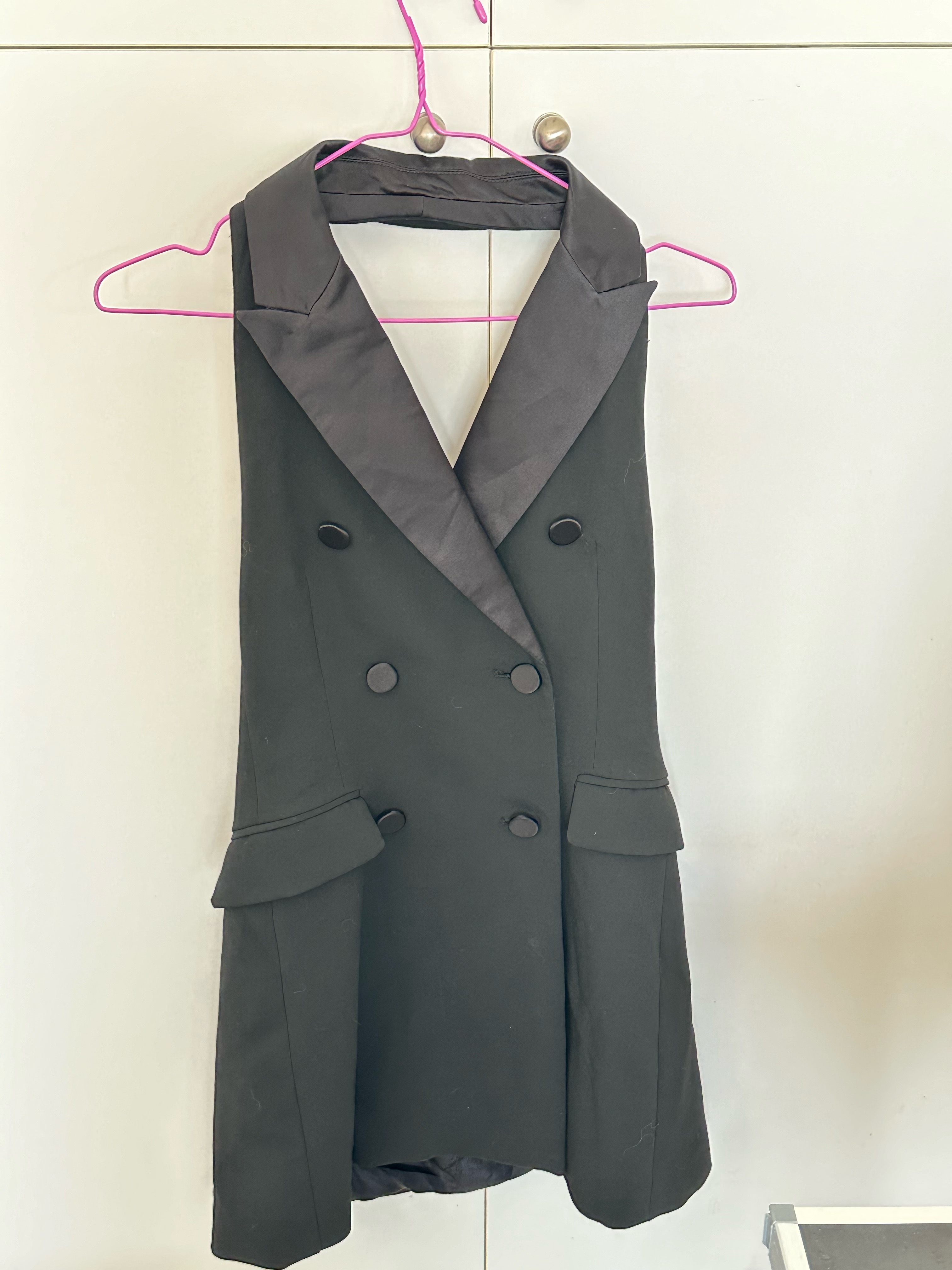 Black Halter Neck Blazer Dress