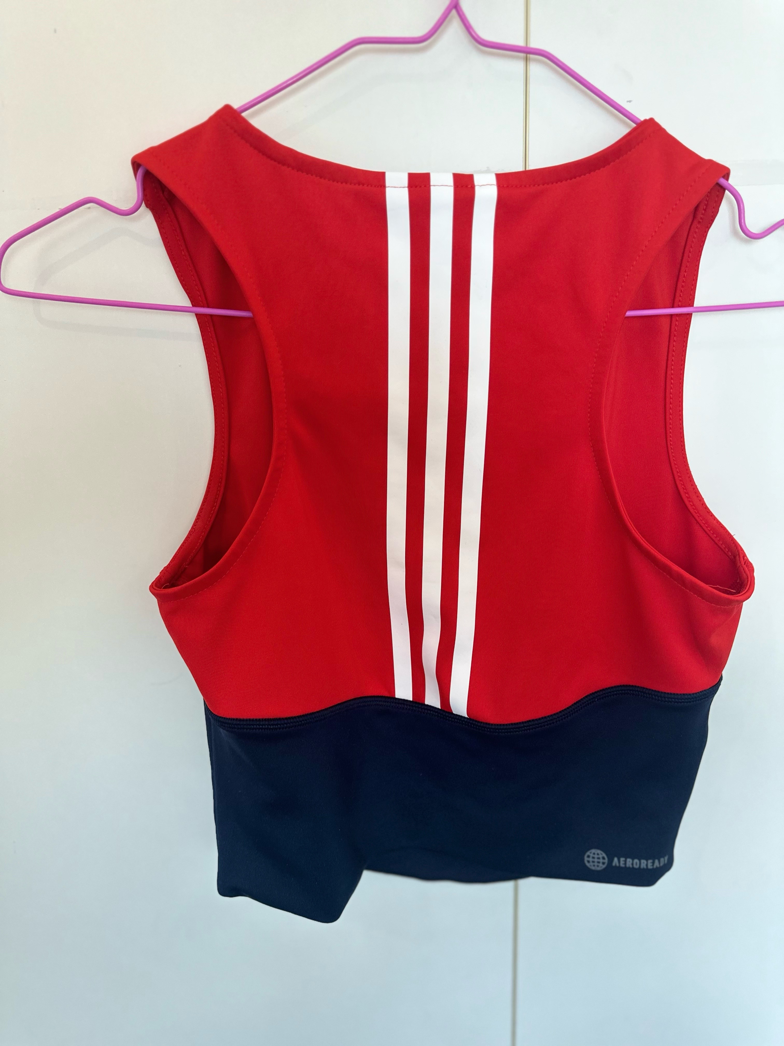 Adidas Red and Navy Crop Top