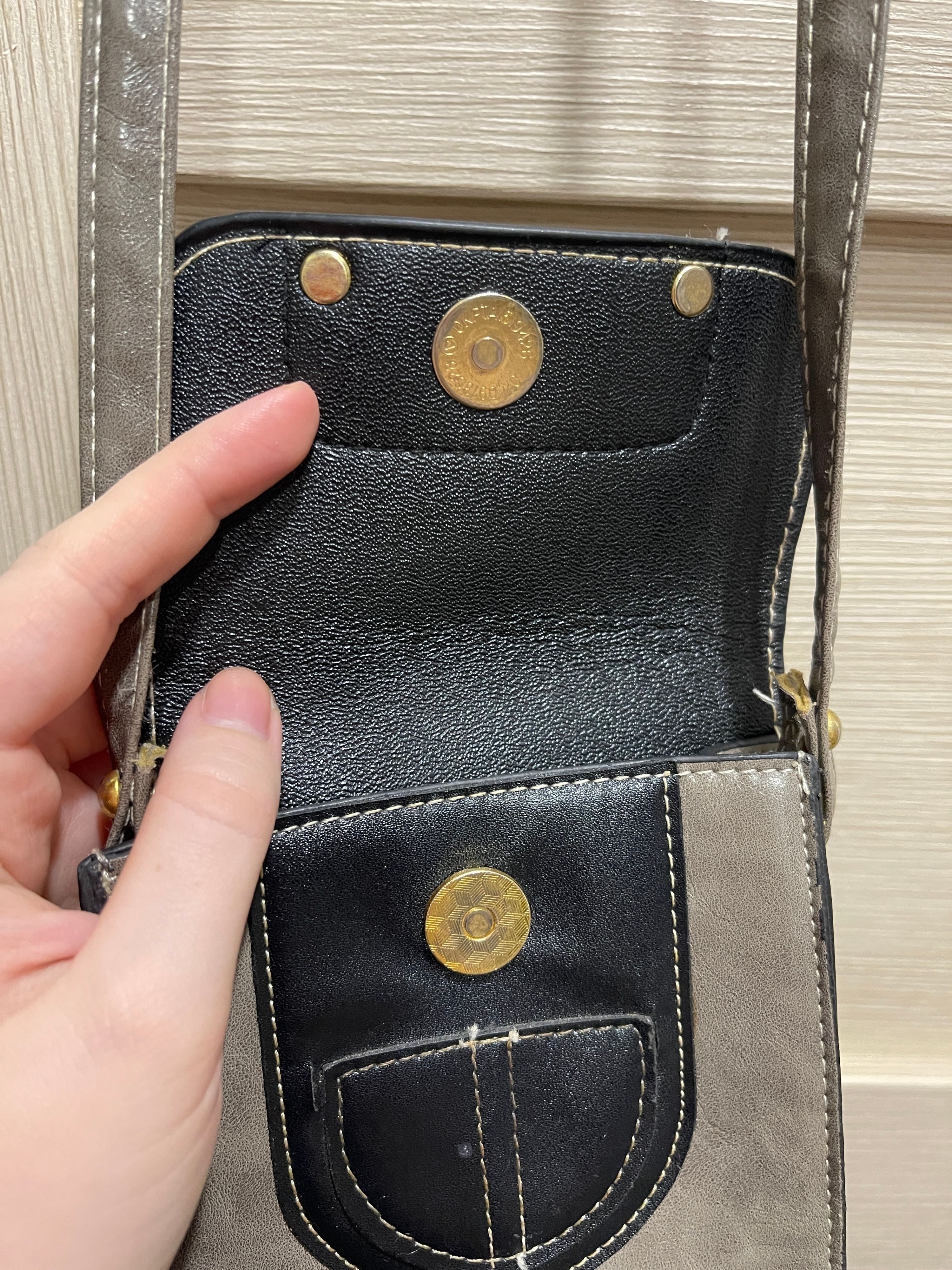 Small grey and black crossbody bag