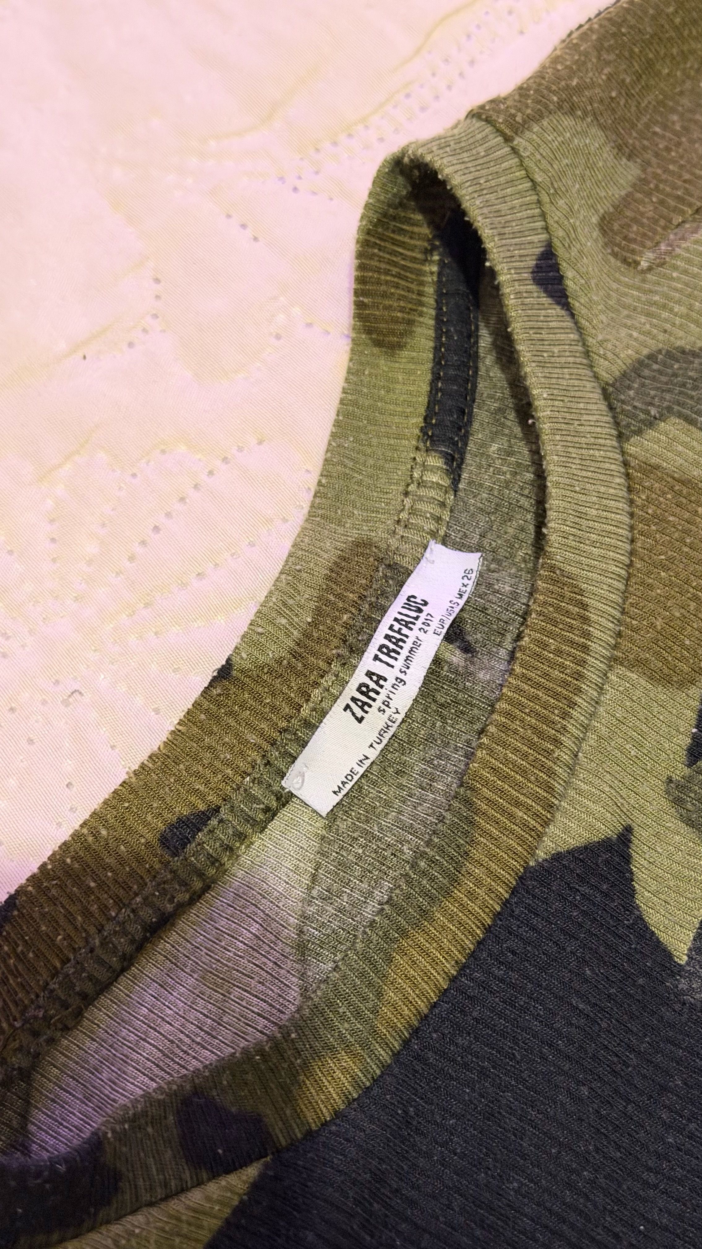 Zara Trafaluc Distressed Camouflage T-shirt