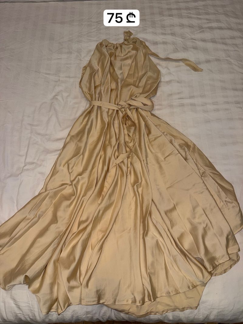 Gold Satin Maxi Dress
