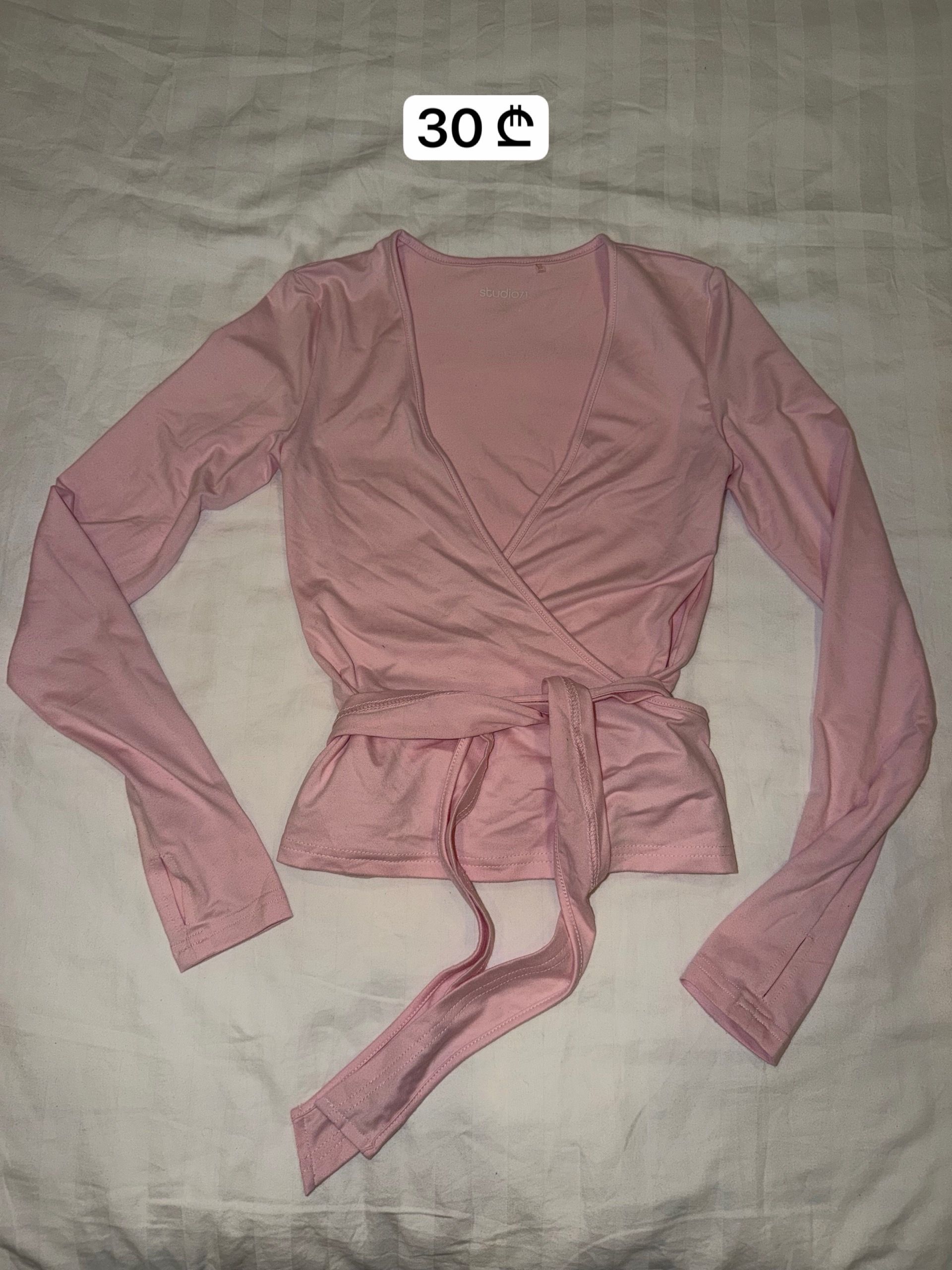 Light Pink Long-Sleeve Wrap Top