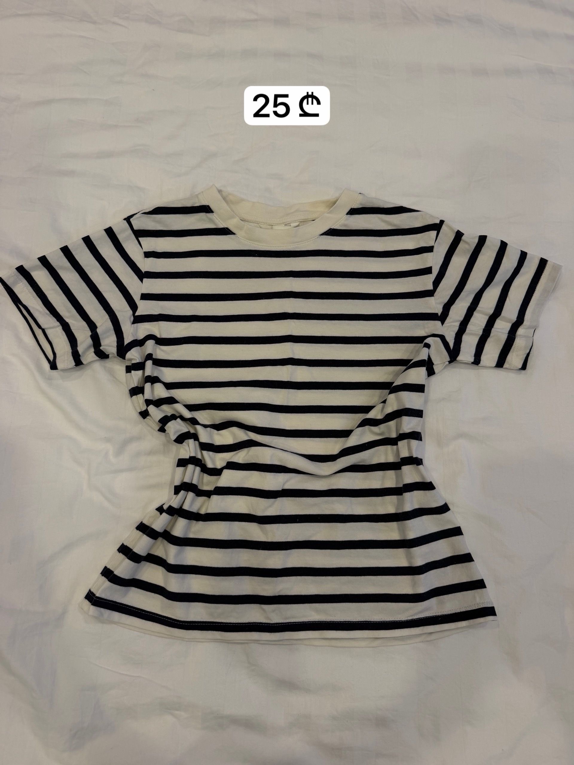 White and Black Striped T-shirt