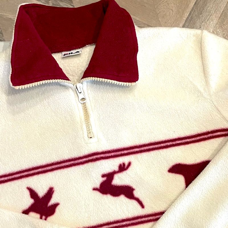 Fila Quarter-Zip Fleece Sweater with Animal Motifs