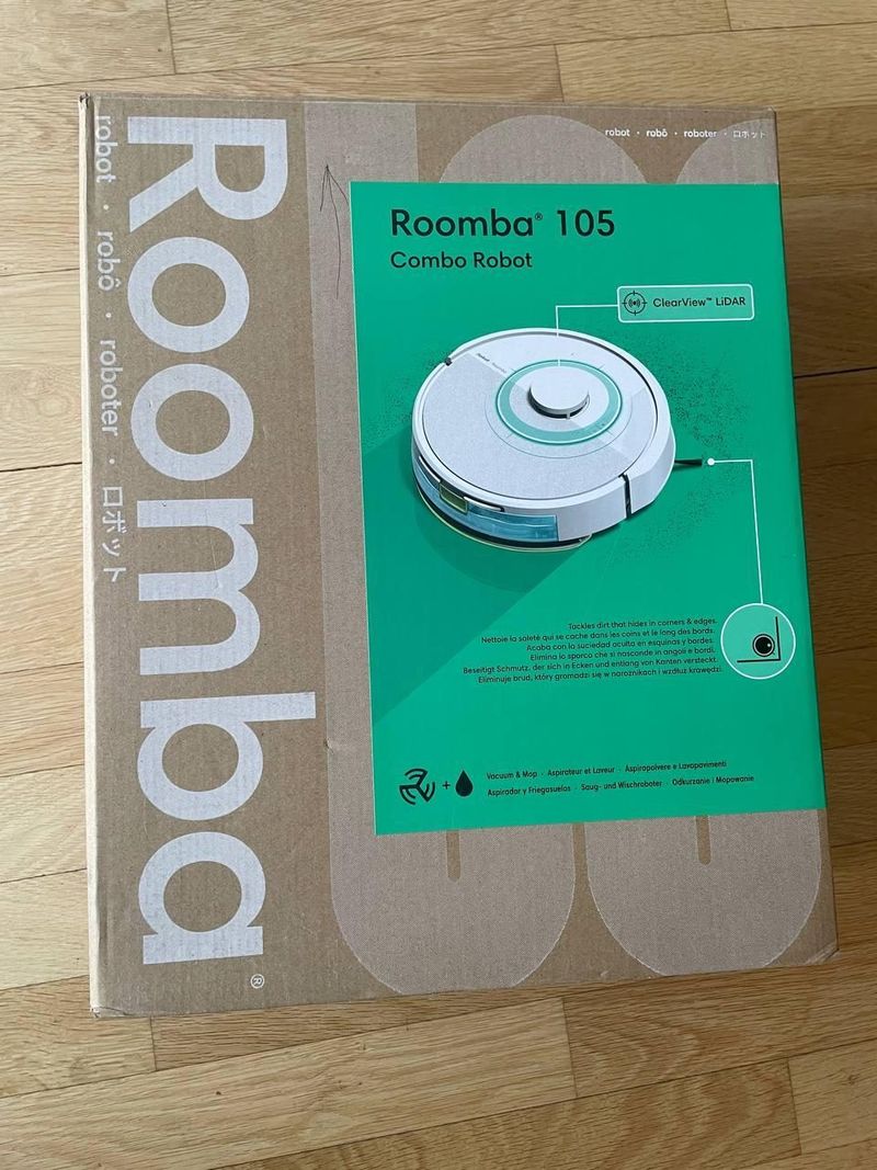 Моющий робот-пылесос iRobot Roomba Combo 105 с точной LiDAR-навигацией. Отлично