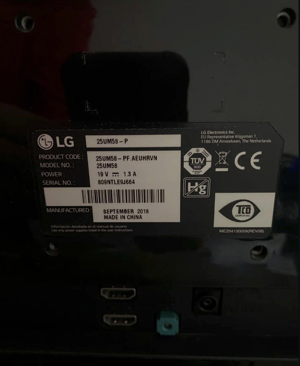 Монитор LG 25UM58-P, 25"
