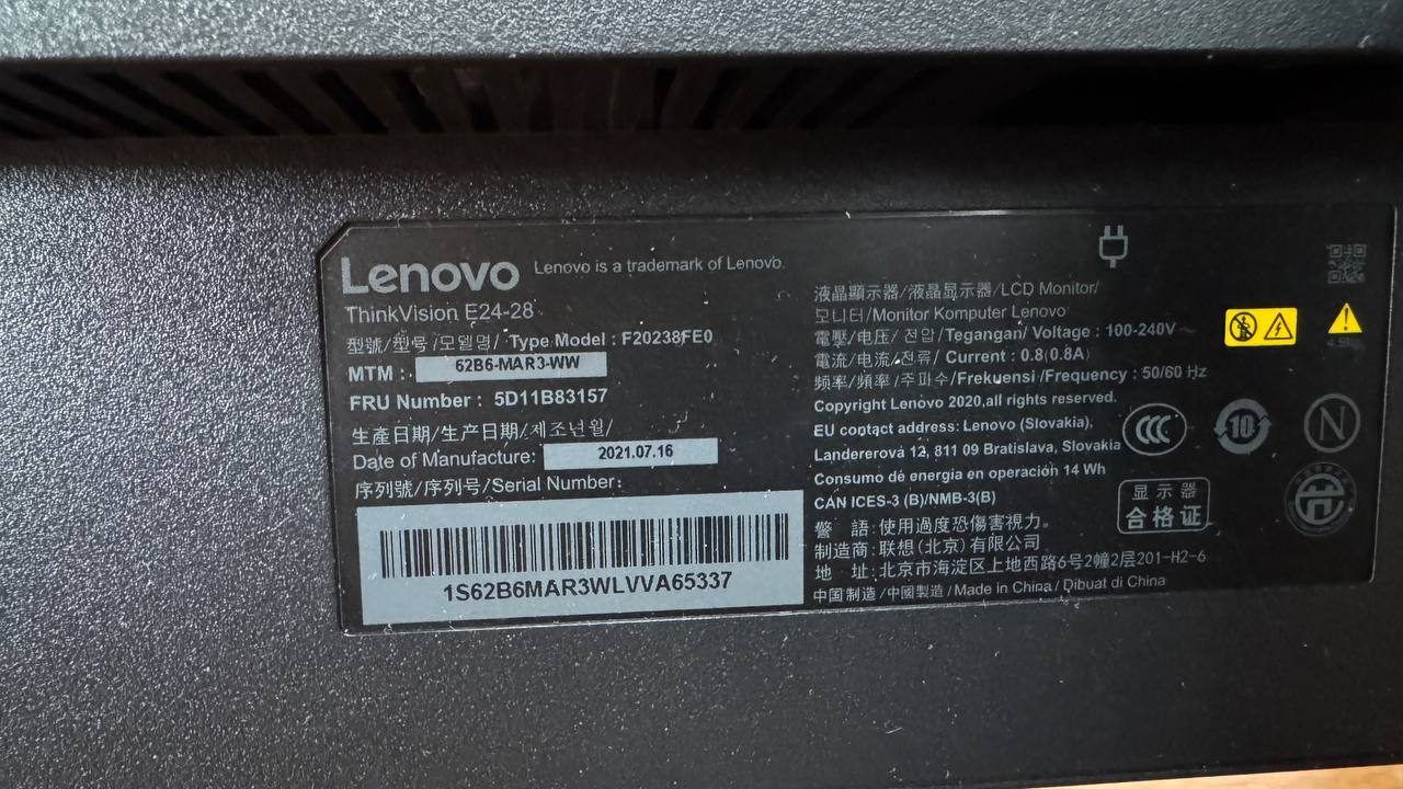 Монитор Lenovo ThinkVision E24-28, 23,8"