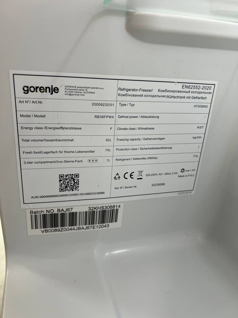 Мини холодильник Gorenje RB39FPW4
