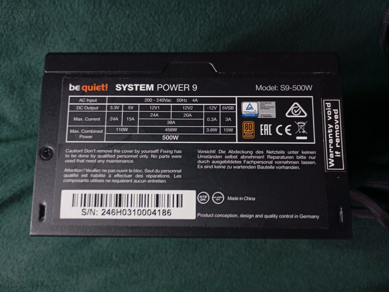Блок питания be quiet! 500W Bronze ATX