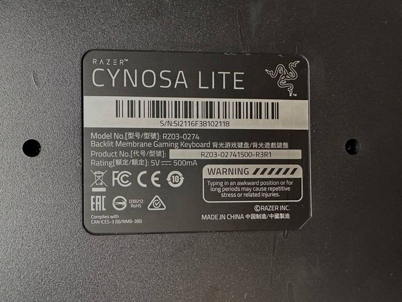Клавиатура Razer Cynosa Lite, игровая