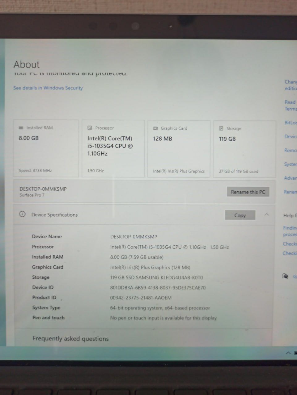 Ноутбук Microsoft Surface Pro 7, 128 ГБ