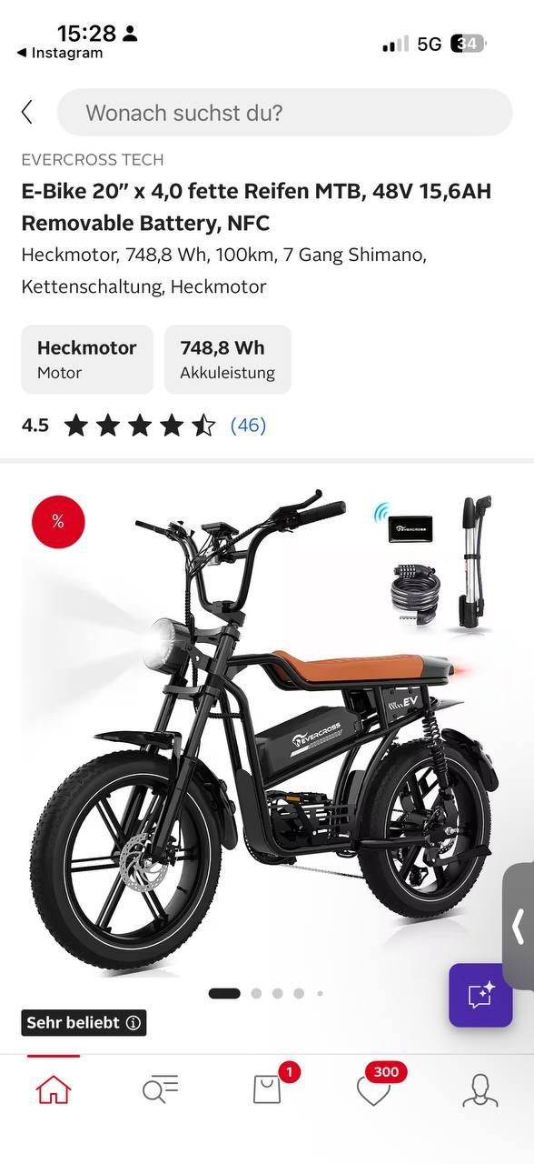 Электровелосипед EVERCROSS Fatbike, 20"
