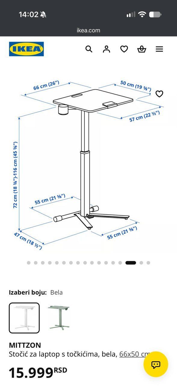 Стол IKEA MITTZON, белый