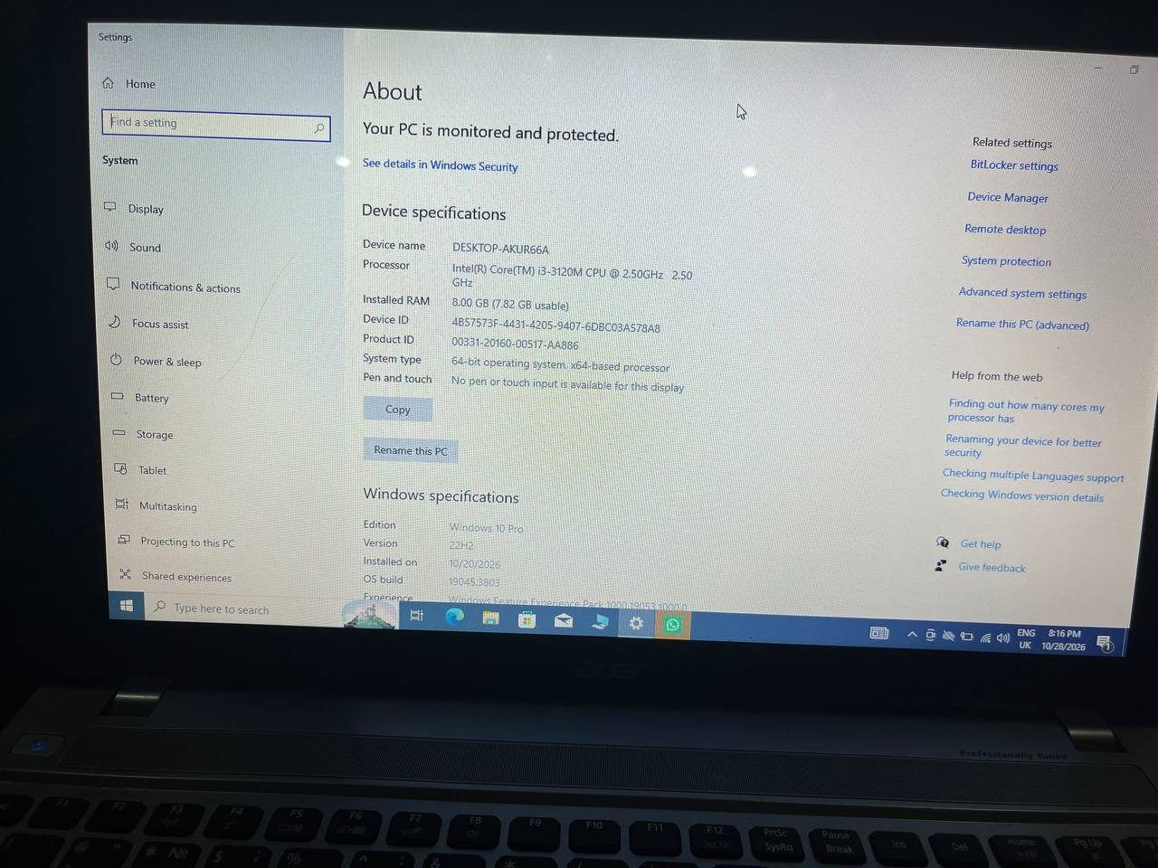 Ноутбук Acer, 8.00 GB