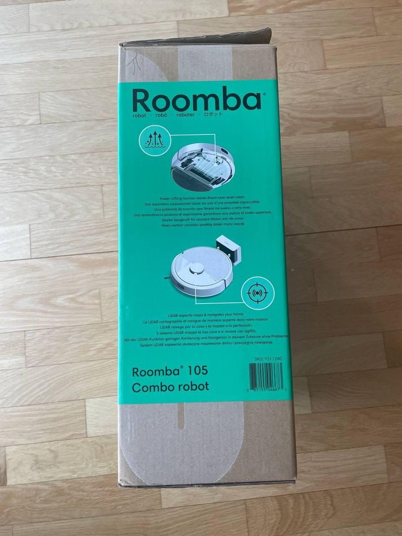 Моющий робот-пылесос iRobot Roomba Combo 105 с точной LiDAR-навигацией. Отлично