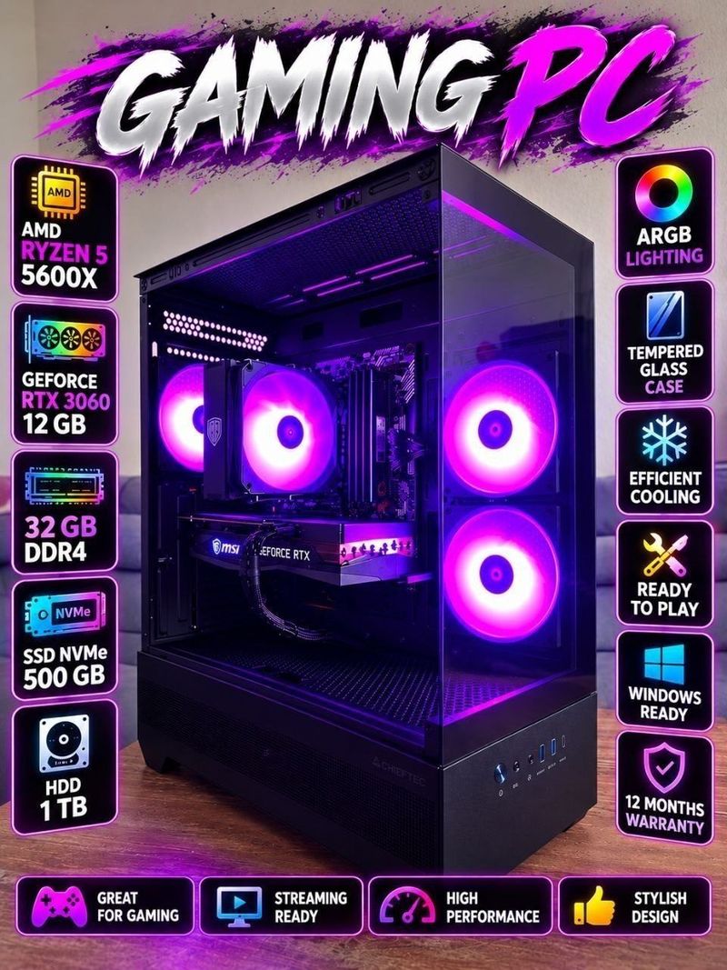 Игровой ПК RTX 3060, 32 GB