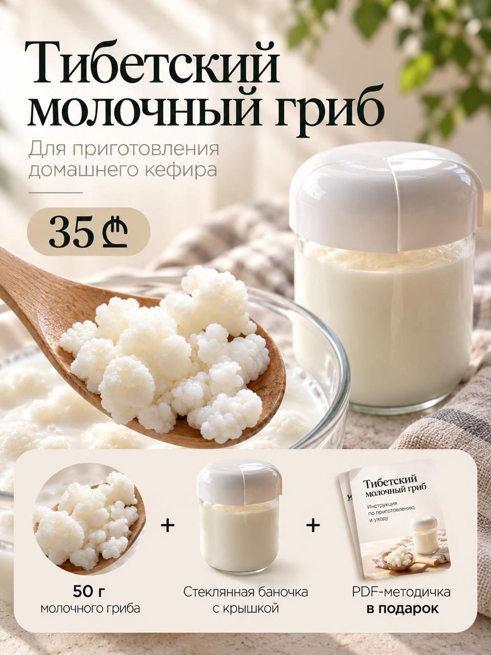 Тибетский молочный гриб, 50 г