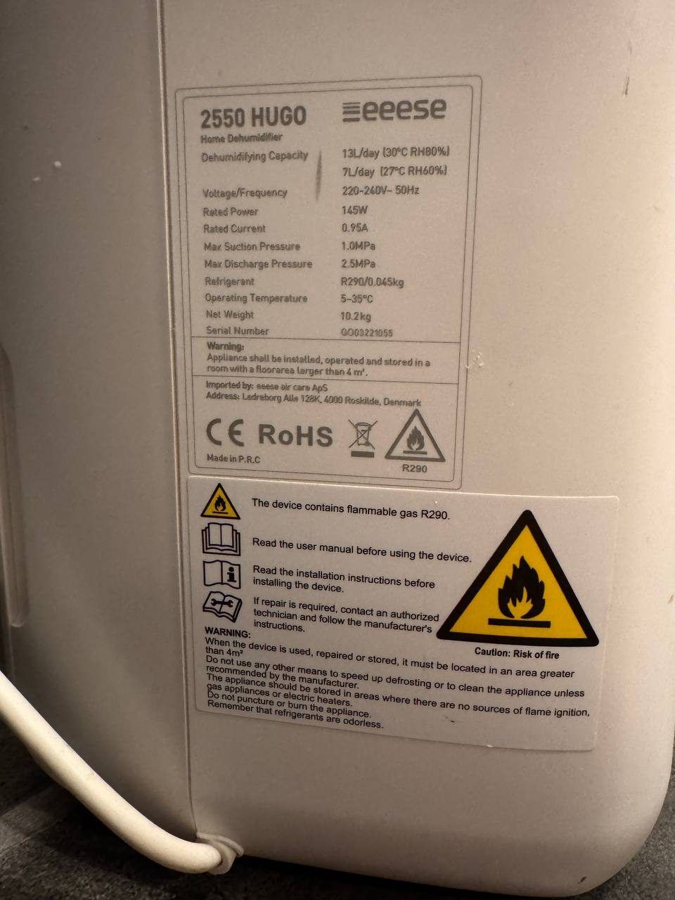 Осушитель воздуха Eeese Hugo 13L, 13 л